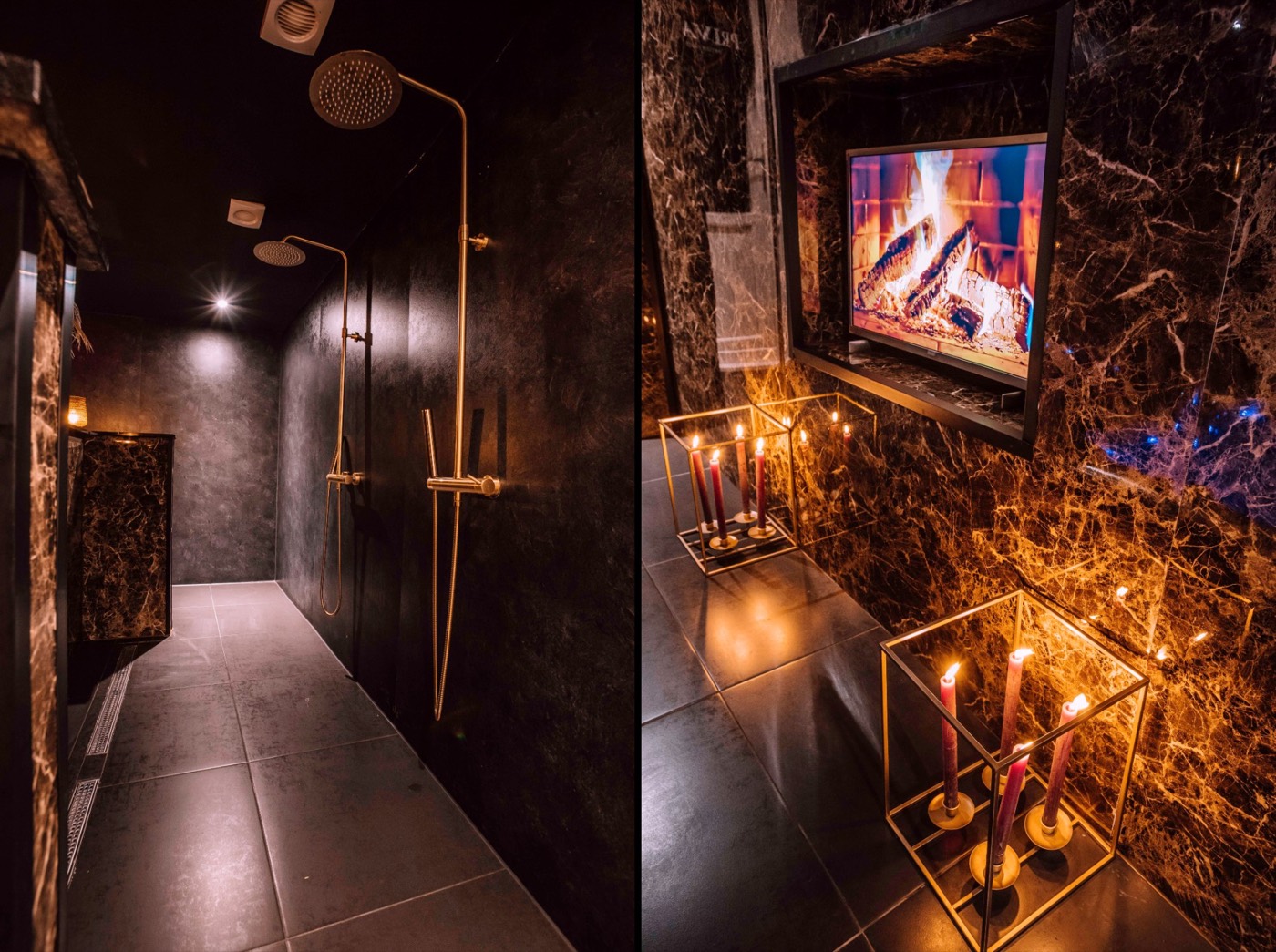 Lounge at Sauna Privada in Rotterdam with sofa and television